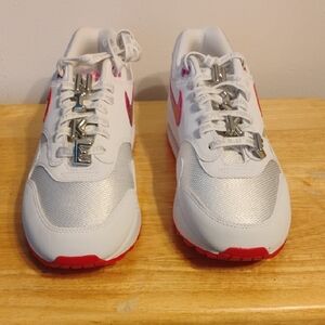 New Nike White and Pink Womens Sneakers with Silver Accents